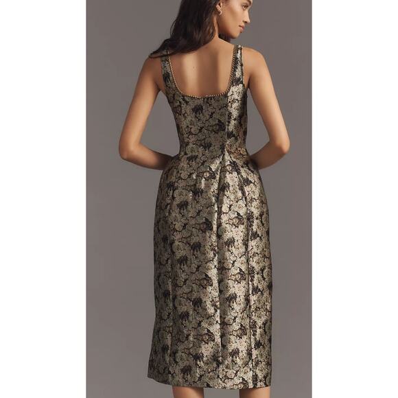 Anthropologie Maeve Sleeveless Fit Flare Midi Dress Square Neck Cocktail Holiday - Picture 7 of 16